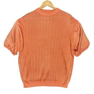 IRVINE PARK Mens Orange Knit Short Sleeve Pullover Sweater XLG
